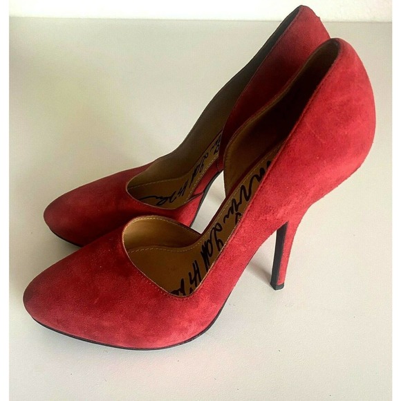 Lanvin 2011 Hiver Suede Pump Platform Red D'orsay Almond Toe Slim Heel 3… - Picture 5 of 9